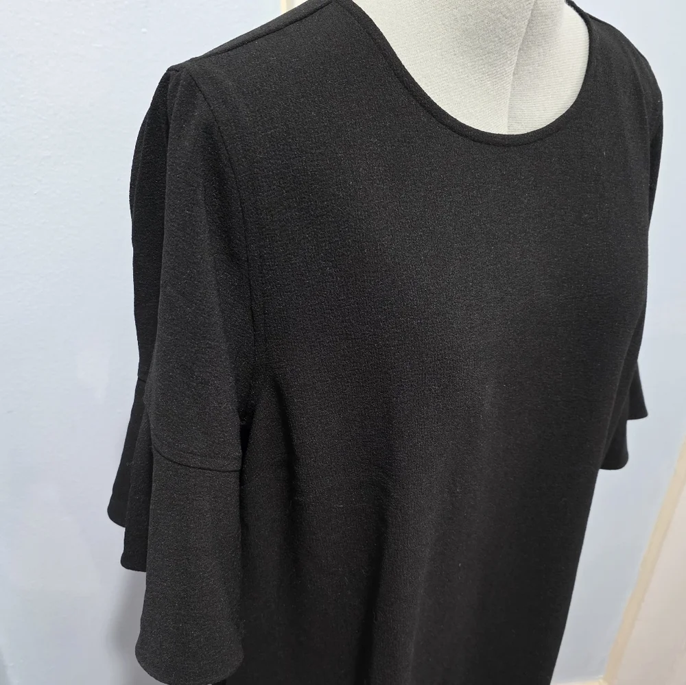 Madewell Flutter-Sleeve Mini Dress True Black Sz L - Picture 6 of 14